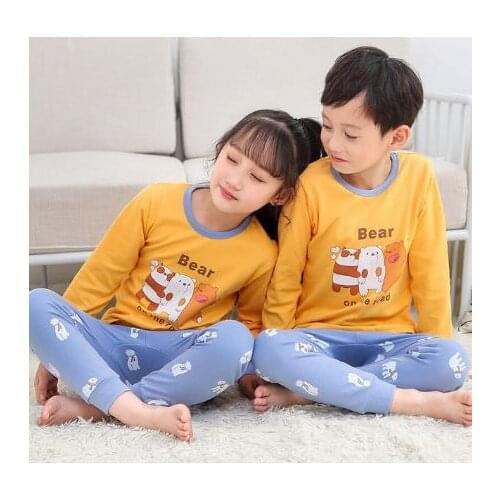 Pajamas set childrens clothing girls cartoon round neck comfortable cotton pajamas children boys and girls clothing
