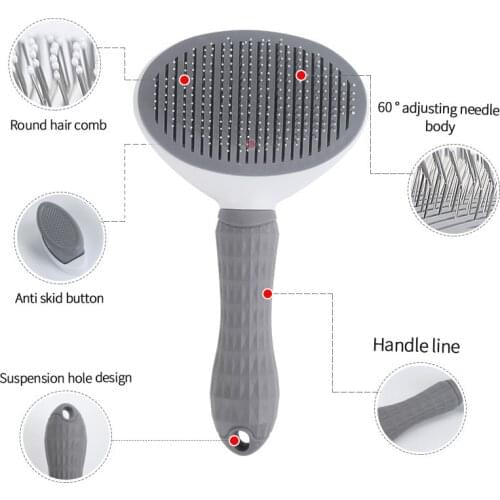 Pet Cat Round Shedding Hair Comb Button Massage Combs Dog Hair Remover Pet Dog Cat Brush Grooming Tool Furmins Pet Supplies