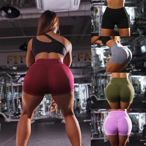 Hirigin 2020 Women Casual Solid Elastic High Waist Push Up Fitness Shorts Running Gym Stretch Sports Short Pants