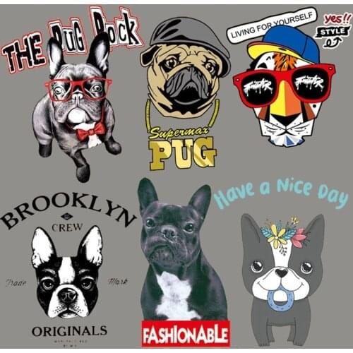 Fine Animal Patches Cute Dog Heat Transfer Iron on Clothes Patches Washable Badges DIY Patch Thermal Stickers on Clothes Gifts