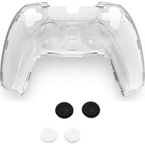 Ultra Slim Transparent Clear PC Cover Case Protector Skin With Joystick Cap for PS5 DualSense Controller Spare Parts
