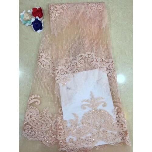 Unique African net lace YG-553 for wedding dress French tulle embroidery lace fabric with sequins