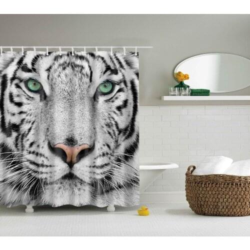 Cartoon Art Painting with bathroom curtain tiger animal shower curtain pet cat dog bathroom waterproof shower curtain B1201