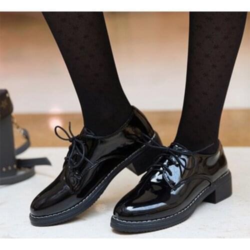 2021 Women Oxfords Womens Lace Up Office Flats Ladies PU Leather Solid Shoes Female Round Toe Sewing Comfortable Footwear