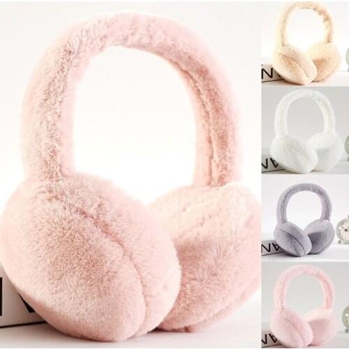 Women Men Winter Warm Cute Faux Furry Earmuffs Headband Outdoor Windproof Solid Color Foldable Fluffy Ear Covers Warmers Hair Ho