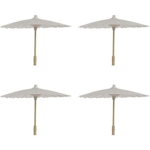 White Paper Parasol Umbrella Chinese Japanese Paper Umbrella Wedding Decoration (Diameter 30cm Random Umbrella Handle)