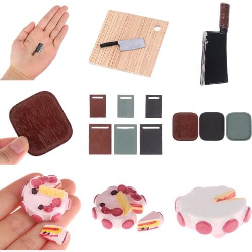 1:12 Dollhouse Miniature Square Tray Tea Tray Chopping Board Model Mini kitchen Knife Cake for Doll House Decor Kitchen Toys