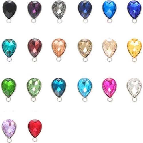 10*14mm Alloy Single Hole Water-drop Shape 17 Colors Crystal Glass Rhinestone Clothing Accessories & Jewelry Making 10pcs