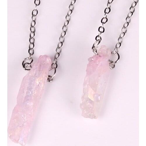 12pcs/lot raw colorful Titanium Rainbow natural crystal gem stone statement pendants necklace for jewelry making Free Shipping