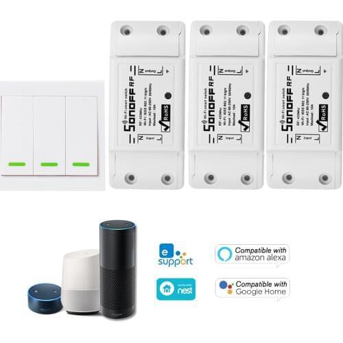 3PCS SONOFF RF Wifi Switch 433MHz For Alexa/Google Home Wireless Switch with Timing Function for Android/IOS APP 3 Gang 86 Type