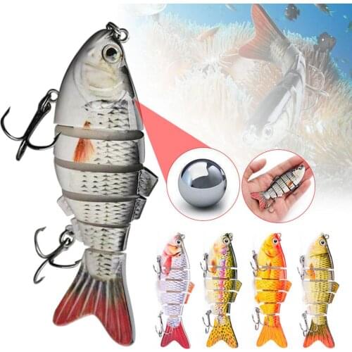 5Pcs Fishing Lure 3.9" Swimbait Bass Fishing Hard Lure 6-segment Jointed Lure with Tackle Box