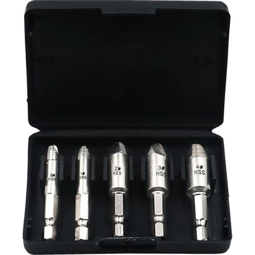 5pcs Screw Extractor Drill Bits Guide Set Broken Damaged Bolt Remover Double Ended Damaged Screw Extractor