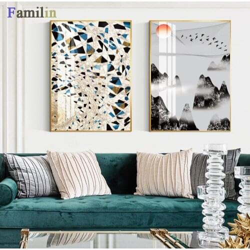 Abstract Modern Landscape Canvas Painting New Chinese Style Poster Print For Living Room Bedroom Home Decor Wall Art Picture
