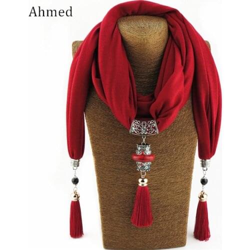 Ahmed Bohemian National Wind Scarf Necklaces Buddha Beads Collar Choker New Maxi Statement Necklace For Women Style jewelry