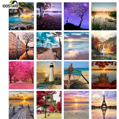 5D Diamond Painting Landscape Sunset Seaside Cross Stitch Kit Mosaic Picture of Rhinestones Decor Full Drill Diamond Embroidery