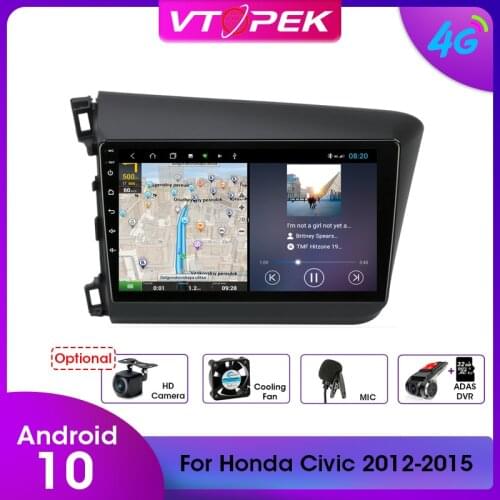 Vtopek 9" DSP 4G+WiFi 2din Android 10.0 Car Radio Multimidia Video Player GPS Navigation For HONDA CIVIC 2012-2015 Head Unit