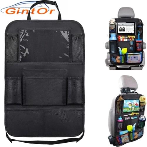 Car Backseat Organizer With Touch Screen Tablet Holder + 9 Storage Pockets Kick Mats Car Seat Back Protectors For Kids Toddlers