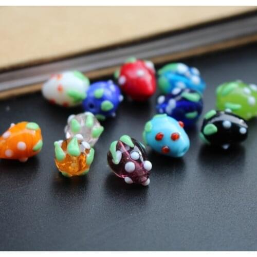 20Pcs 8mm*12mm Lovely Strawberry Beads Handmade Lampwork Glass Beads Multi-color for jewelry Bracelet Earring Necklace craftDIY