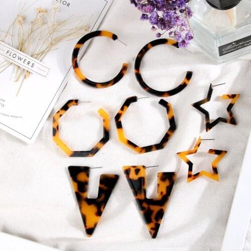 CANZE New Trend Leopard Print Acrylic Earrings Acetate Geometric Eardrop Earrings for Women Jewelry