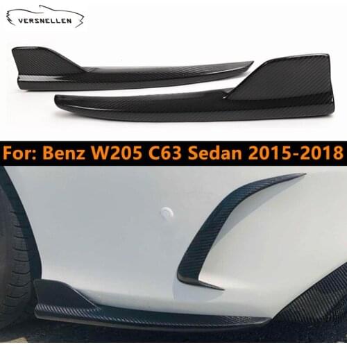 Pair Rear Splitter Covers for Mercedes Benz C Class W205 C63 Sedan 2015-2018 Rear Bumper Side Aprons Flap Real Carbon Fiber