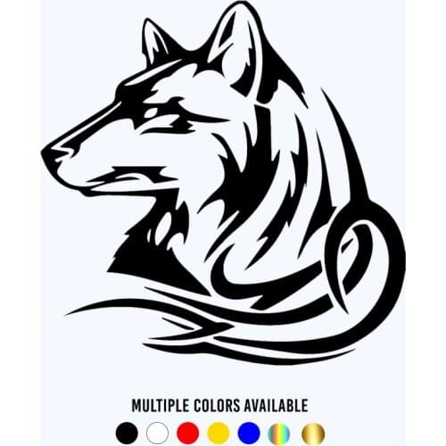CK20337# Die-Cut Vinyl Decal Tribal Wolf Head Car Sticker Waterproof Auto Decors on Car Body Bumper Rear Window