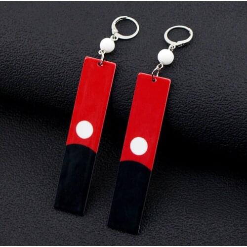 Anime Tokyo Revengers Earrings Red Acrylic Izana Kurokawa Hanafuda-Derived Long Drop Earrings For Women Men Ear Clip COS Jewelry