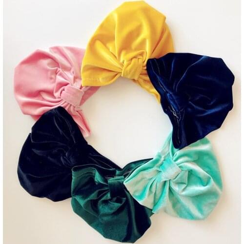 Infant Newborn Kids Baby Hats Turbans Caps Lovely Children Headwear Wrinkle solid Caps Toddler cap Accessories with Bow