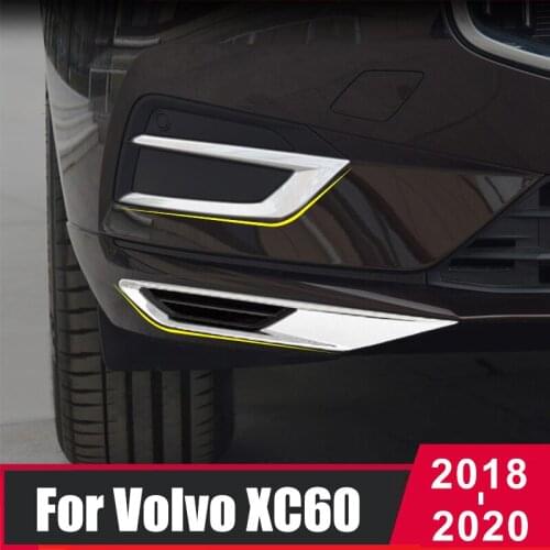 For Volvo XC60 2018 2019 2020 ABS Chrome Car Front Fog Light Cover Trim Front Foglight Lamp Frame Sticker Styling Accessories