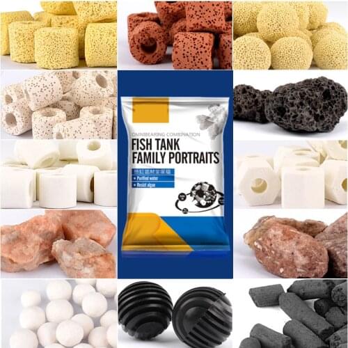 12-IN-1 Fish Tank Filter Material Ceramic Activated Carbon Biochemical Ball Medium Aquarium Accessories Gift with Net Bag 500g