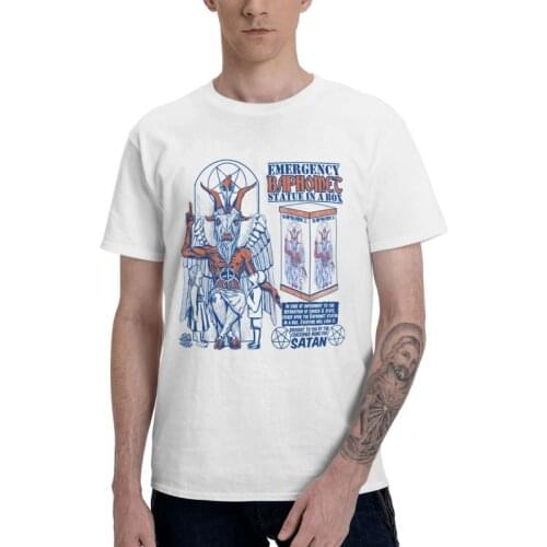 Baphomet Satanic Pentagram T Shirt Men Short Sleeve 100% Cotton T-shirt Streetwear Demon Devil Goat Tees Top Streetwear Tshirt