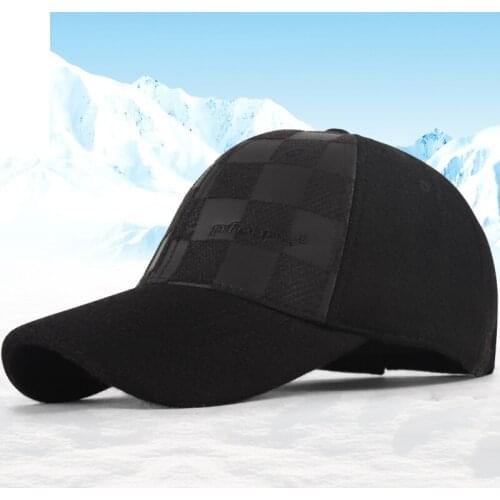 GBCNYIER Warm Winter Male Woolen Thick Hat Outdoor Thermal Good Wool Baseball Cap