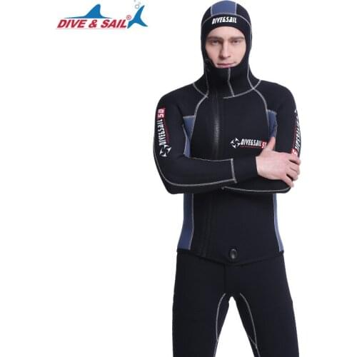 DIVESTAR 5MM diving snorkeling split hooded wetsuit mens neoprene underwater hunting fishing hunting surfing wetsuit