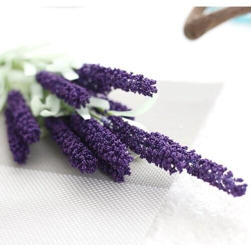 12 Heads per piece PE Lavender Artificial Flowers for Wedding Home Decoration DIY Craft Gift Bride Wreath Fake Flower 1PC