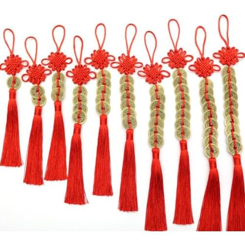 Chinese Knot Antique Copper Money Tassel Pendant Small Emperor Chinese Knot Tassel Simulation Copper Money Car Ornaments