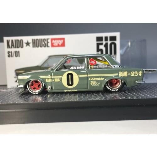 Kiado House Mini GT 1:64 Datsun 510 Pro Street OG Green + Display Box DieCast Model Car Collection Limited Endition