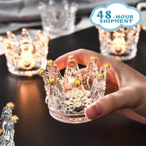 Crown Crystal Candlestick Candle Decoration Cup Crown Glass Candle Cup home living room table crystal glass candlesticks nordic