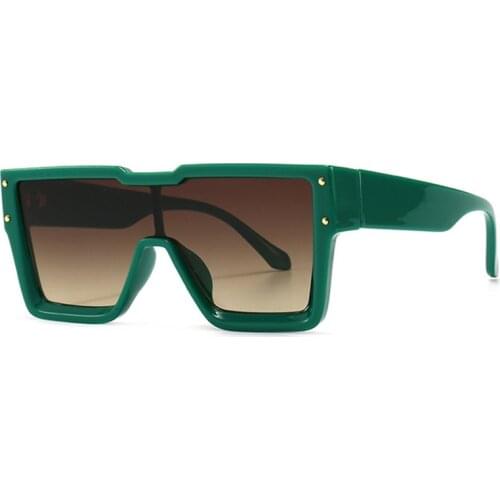 Square Gradient Glasses Men Green Oversized Sunglasses Women Fashion Luxury Sun Glasses Trend Colored Shades UV400 2021
