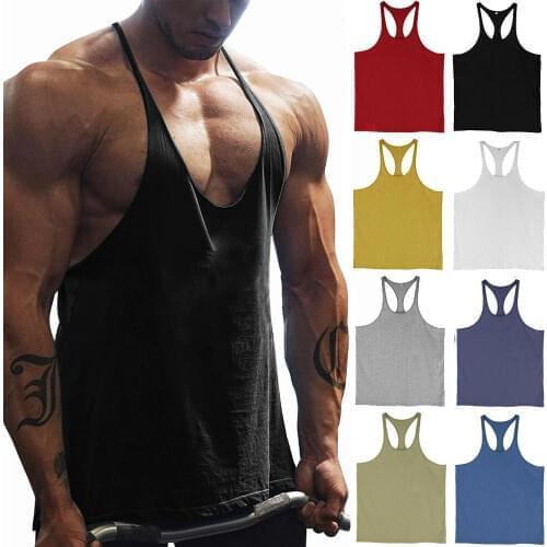 Mens Gym Workout Bodybuilding Tank Tops Y Back Fitness Lightweight Shoulder Strap Muscle Fit Stringer Bodybuilding Extreme Tee