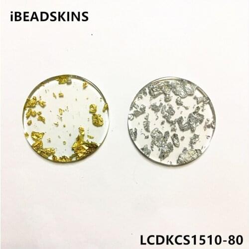 New arrival! 35mm 50pcs/lot Acrylic built-in silver foil effect round-shape charms for earring/Jewelry DIY making