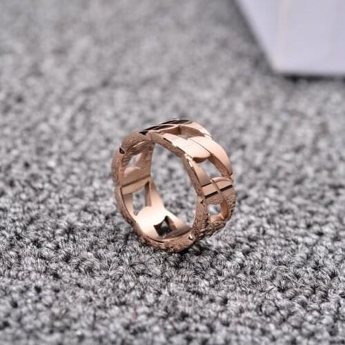 YUN RUO New Arrival Fashion Thick Chain Rings Rose Gold Color Fashion Titanium Steel Jewelry Birthday Gift Woman Drop Ship 2019
