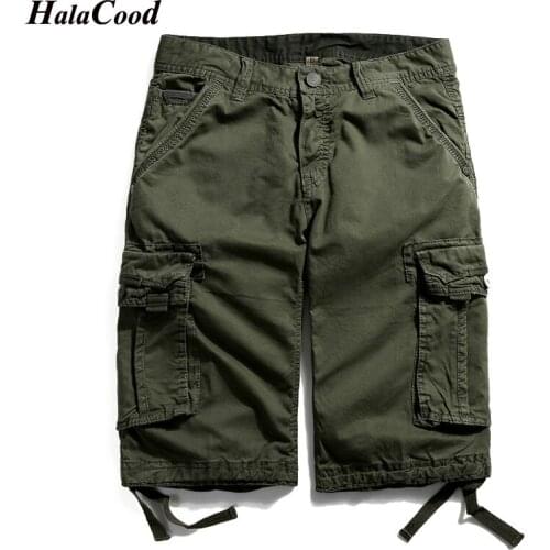 New Summer Cotton Casual Shorts Mens Five-point Multi-pocket Overalls European and American Outdoor Large size Overalls Shorts