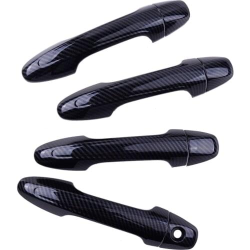 8Pcs/Set Car Side Door Handle Cover Trim Carbon Fiber Style ABS Black Fit For Toyota Tacoma 2016 2017 2018 2019 2020 2021