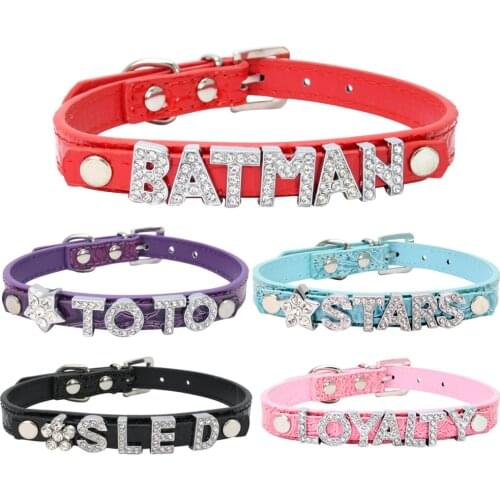 Croc Pet Dog Collar Personalized PU Leather Collar DIY Name Puppy Chihuahua Yorkie Pug Rhinestone Buckle Cat Necklace Colar