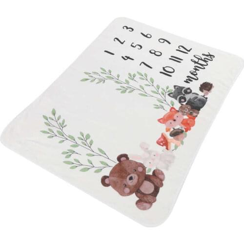 Baby Swaddles Bedding Sleeping Baby Cartoon Animal Pattern Monthly Milestone Blanket Flannel Photo Background Blanket Baby