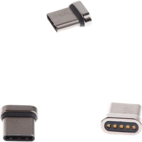 3 Pcs Aluminum Alloy USB Type C Male Cord Magnetic Tip Charger Adapter Connector for Android Phones and Tablet Silver