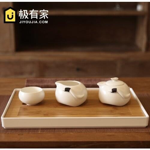 Tea tray household simple kungfu Japanese tea set solid wood dry bamboo tea table mini tea sea water storage bamboo teaboard