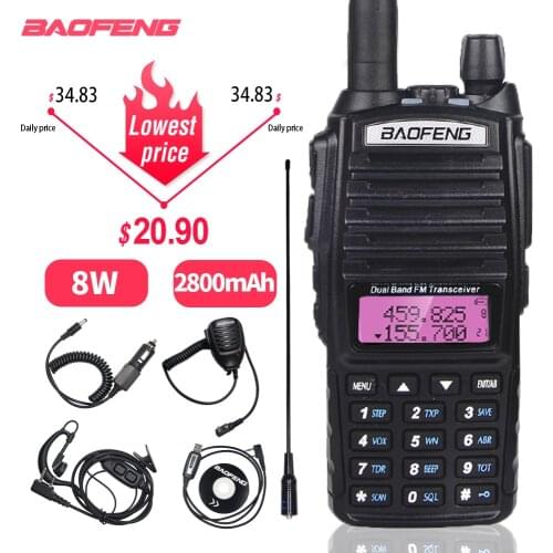 Baofeng UV-82 Walkie Talkie 8W 2800mAh Dual Band Handheld Two Way Ham Radio UV-82 Hunting FM Transceiver Amateur Communicator