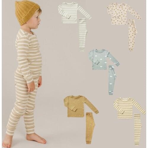 RC Brand 2021 AW Autumn Winter Kids Pajama Sets Toddler Boys Girls Sleep Set Clothes Cotton Unisex Kids Homewear Clothing Set