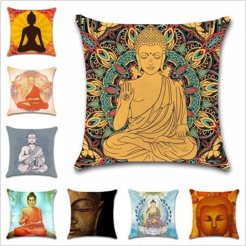 Religious Buddhism Buddha statue printed white cushion Cover Decorative Home sofa chair seat car friend gift Throw pillowcase