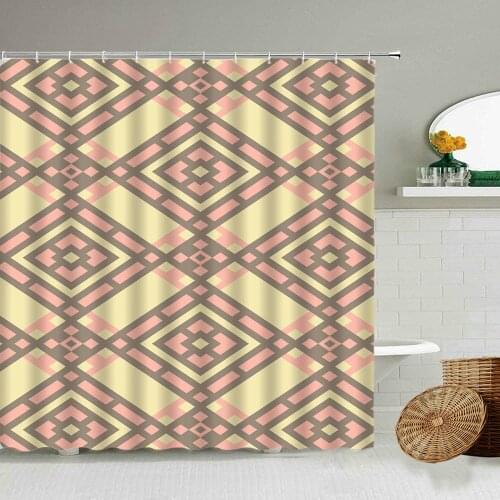 Modern Color Abstract Geometric Pattern Shower Curtain Simple Art Bathroom Accessories With Hook Waterproof Curtains Washable